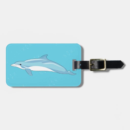 Onderwater Blauwe Dolfijn Illustratie Ontwerp Bagagelabel (Voorkant horizontaal)