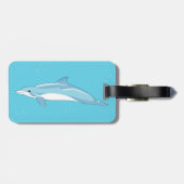 Onderwater Blauwe Dolfijn Illustratie Ontwerp Bagagelabel (Achterkant horizontaal)