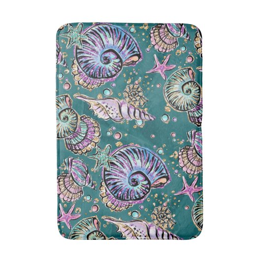 Onderwater Blauwgroen Luxe | Groene Pastel gouden  Badmat (Voorkant Verticaal)