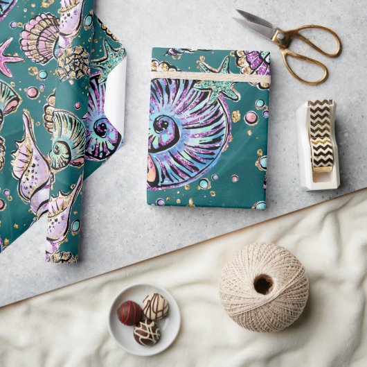 Onderwater Blauwgroen Luxe | Groene Pastel gouden Cadeaupapier (Crafts)