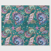 Onderwater Blauwgroen Luxe | Groene Pastel gouden Cadeaupapier (Vlak)