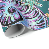 Onderwater Blauwgroen Luxe | Groene Pastel gouden Cadeaupapier (Rol Hoek)