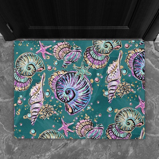 Onderwater Blauwgroen Luxe | Groene Pastel gouden  Deurmat