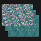 Onderwater Blauwgroen Luxe | Groene Pastel gouden  Inpakpapier Vel