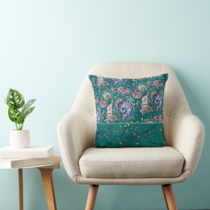 Onderwater Blauwgroen Luxe Groene Pastel gouden Kussen
