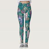 Onderwater Blauwgroen Luxe | Groene Pastel gouden  Leggings (Voorkant)