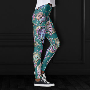 Onderwater Blauwgroen Luxe   Groene Pastel gouden  Leggings