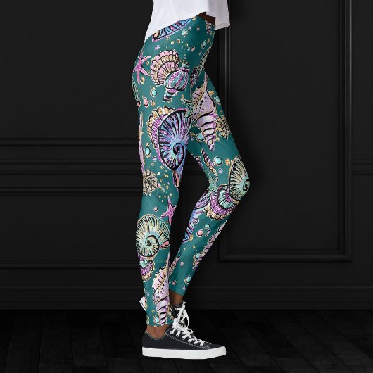 Onderwater Blauwgroen Luxe | Groene Pastel gouden  Leggings