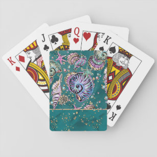 Onderwater Blauwgroen Luxe   Groene Pastel gouden  Pokerkaarten