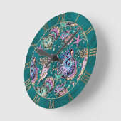 Onderwater Blauwgroen Luxe | Groene Pastel gouden Ronde Klok (Hoek)