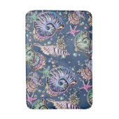Onderwater Blue Luxe | Pastel gouden schelpen Badmat (Voorkant Verticaal)