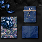 Onderwater Blue Luxe | Pastel gouden schelpen Inpakpapier Vel