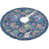 Onderwater Blue Luxe | Pastel gouden schelpen Kerstboom Rok (Gekanteld)