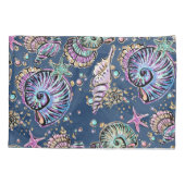 Onderwater Blue Luxe | Pastel gouden schelpen Kussensloop (Achterkant)