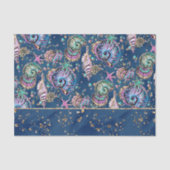 Onderwater Blue Luxe | Pastel gouden schelpen Tissuepapier (Voorkant)