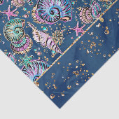 Onderwater Blue Luxe | Pastel gouden schelpen Tissuepapier (Detail)