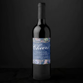 Onderwater Blue Luxe | Pastel gouden schelpen Wijn Etiket