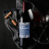 Onderwater Blue Luxe | Pastel gouden schelpen Wijn Etiket