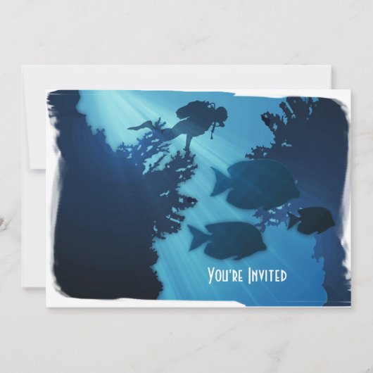 Onderwater Blue World Fish & Scuba Diver Kaart (Voorkant)