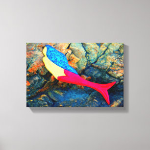 onderwater brunette mermaid verpakt doek canvas afdruk