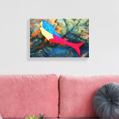 onderwater brunette mermaid verpakt doek canvas afdruk (Insitu (Woonkamer))