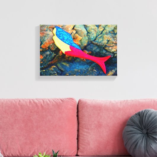 onderwater brunette mermaid verpakt doek canvas afdruk (Insitu (Woonkamer))