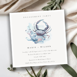 Onderwater Crab Coral Nautical Verloving Invite Bedankkaart