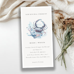 Onderwater Crab Coral Nautical Vow Renewal Invite Bedankkaart
