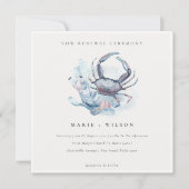 Onderwater Crab Coral Nautical Vow Renewal Invite Bedankkaart (Voorkant)