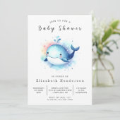 Onderwater Custom Whale Baby shower Kaart (Staand voorkant)