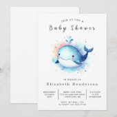 Onderwater Custom Whale Baby shower Kaart (Voorkant / Achterkant)