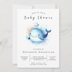 Onderwater Custom Whale Baby shower Kaart
