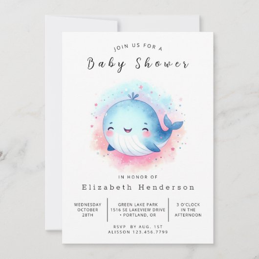 Onderwater Custom Whale Baby shower Kaart (Voorkant)