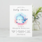 Onderwater Custom Whale Baby shower Kaart (Staand voorkant)
