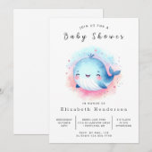 Onderwater Custom Whale Baby shower Kaart (Voorkant / Achterkant)