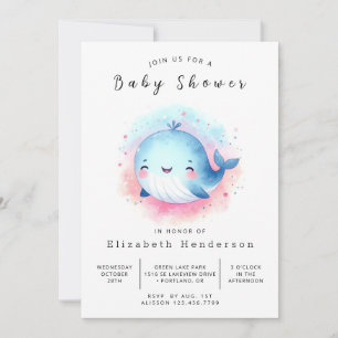Onderwater Custom Whale Baby shower Kaart