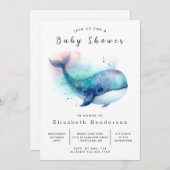 Onderwater Custom Whale Baby shower Kaart (Voorkant / Achterkant)