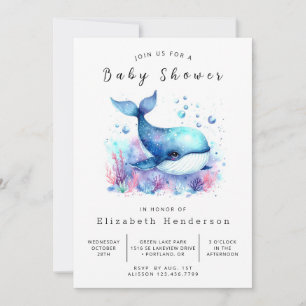 Onderwater Custom Whale Baby shower Kaart