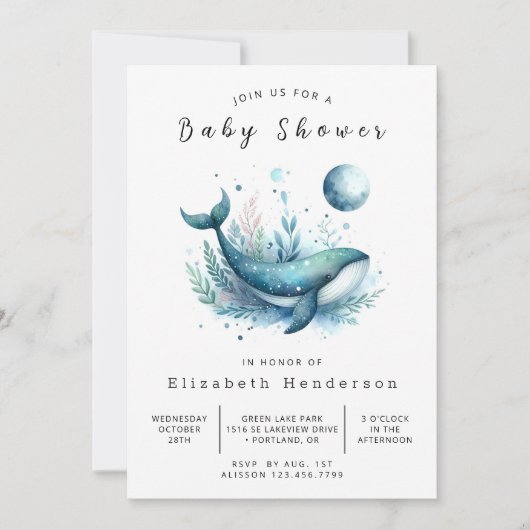 Onderwater Custom Whale Baby shower Kaart (Voorkant)