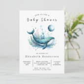 Onderwater Custom Whale Baby shower Kaart (Staand voorkant)