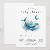 Onderwater Custom Whale Baby shower Kaart (Voorkant / Achterkant)