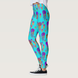 Onderwater dansende regenboogcyaan leggings