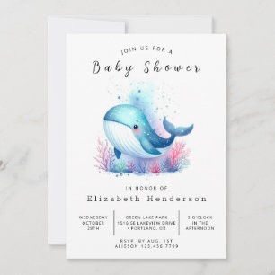 Onderwater Digital Whale Baby shower Kaart