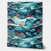 Onderwater dolfijn & koraalrif schil en stok behang (Afrollen)