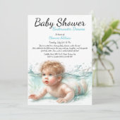 Onderwater Dromen Waterverf Baby shower Kaart (Staand voorkant)