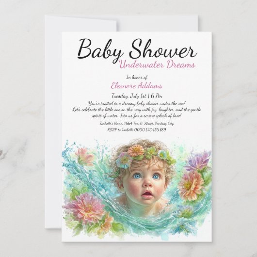Onderwater Dromen Waterverf Baby shower Kaart (Voorkant)