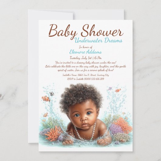 Onderwater Dromen Waterverf Baby shower Kaart (Voorkant)