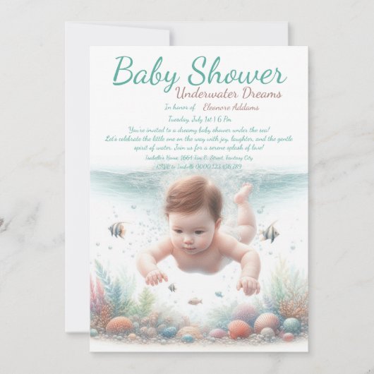 Onderwater Dromen Waterverf Baby shower Kaart (Voorkant)