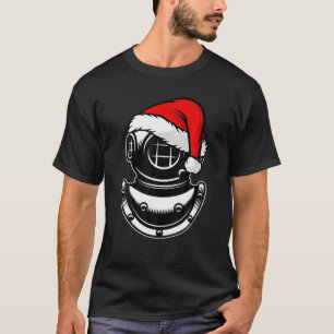 Onderwater duikende Helm Santa Hat-kerstscuba T-shirt