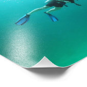 onderwater duiker blauw water foto afdruk (Hoek)